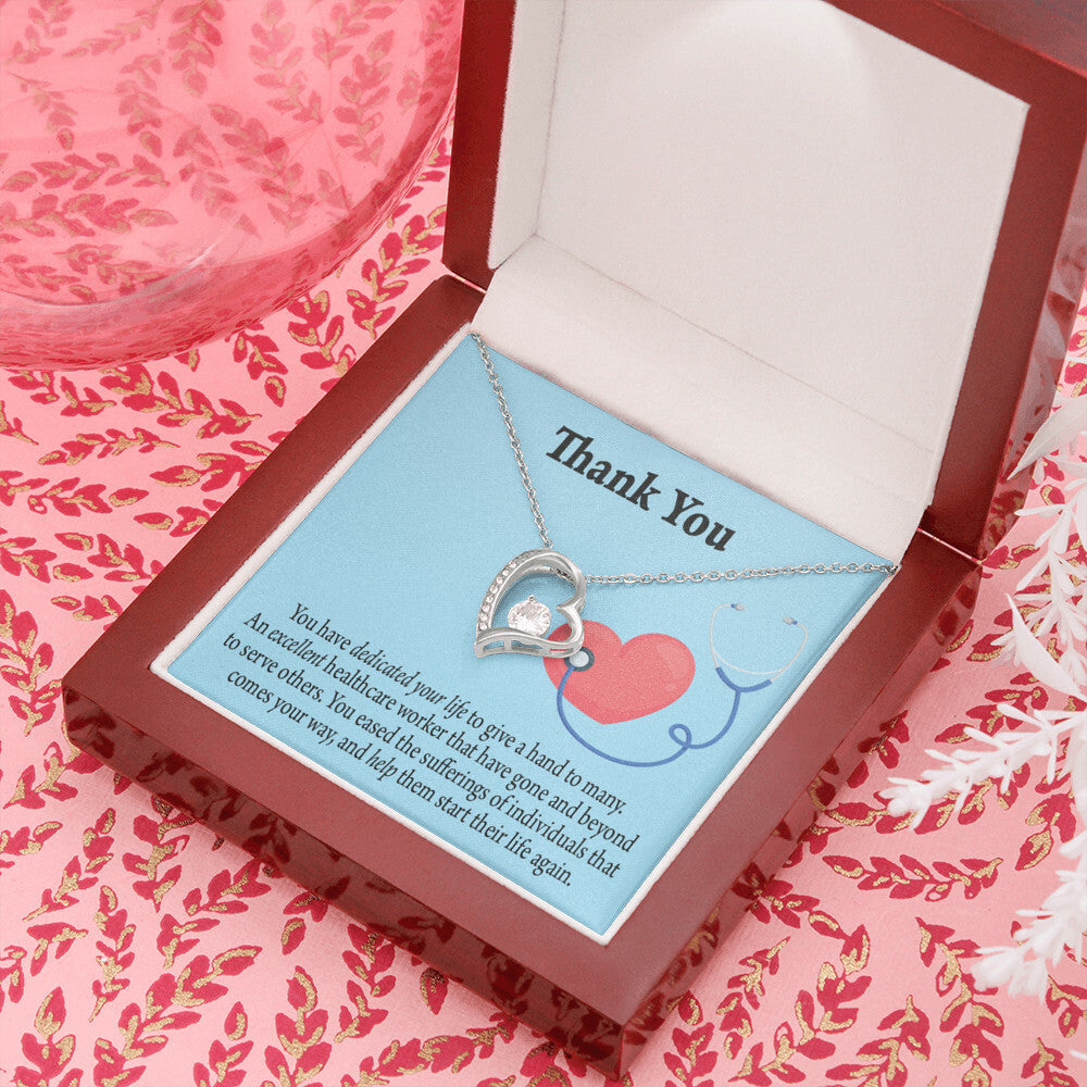 Dedicated Healthcare Medical Worker Nurse Appreciation Gift Forever Necklace w Message Card-Express Your Love Gifts