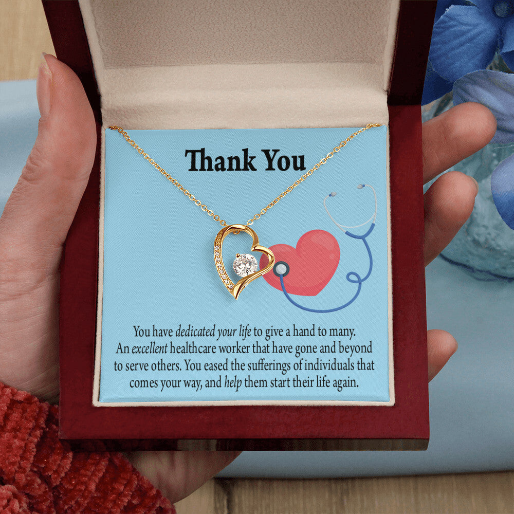 Dedicated Healthcare Medical Worker Nurse Appreciation Gift Forever Necklace w Message Card-Express Your Love Gifts