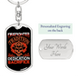 Dedication Of Firefighters Keychain Stainless Steel or 18k Gold Dog Tag Keyring-Express Your Love Gifts