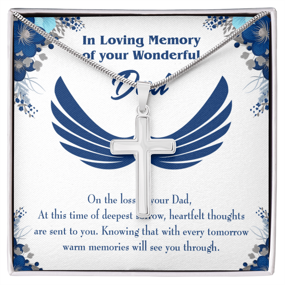Deepest Sorrow Dad Memorial Gift Dad Memorial Cross Necklace Sympathy Gift Loss of Father Condolence Message Card-Express Your Love Gifts