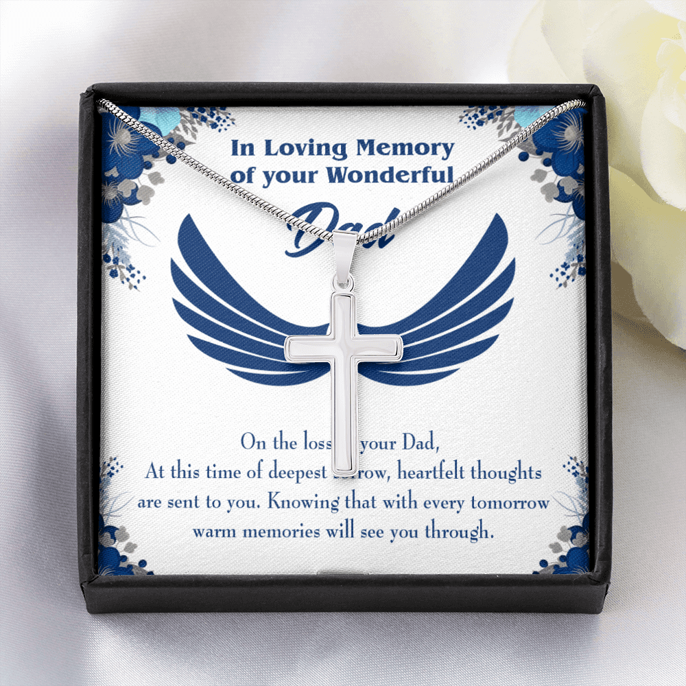 Deepest Sorrow Dad Memorial Gift Dad Memorial Cross Necklace Sympathy Gift Loss of Father Condolence Message Card-Express Your Love Gifts