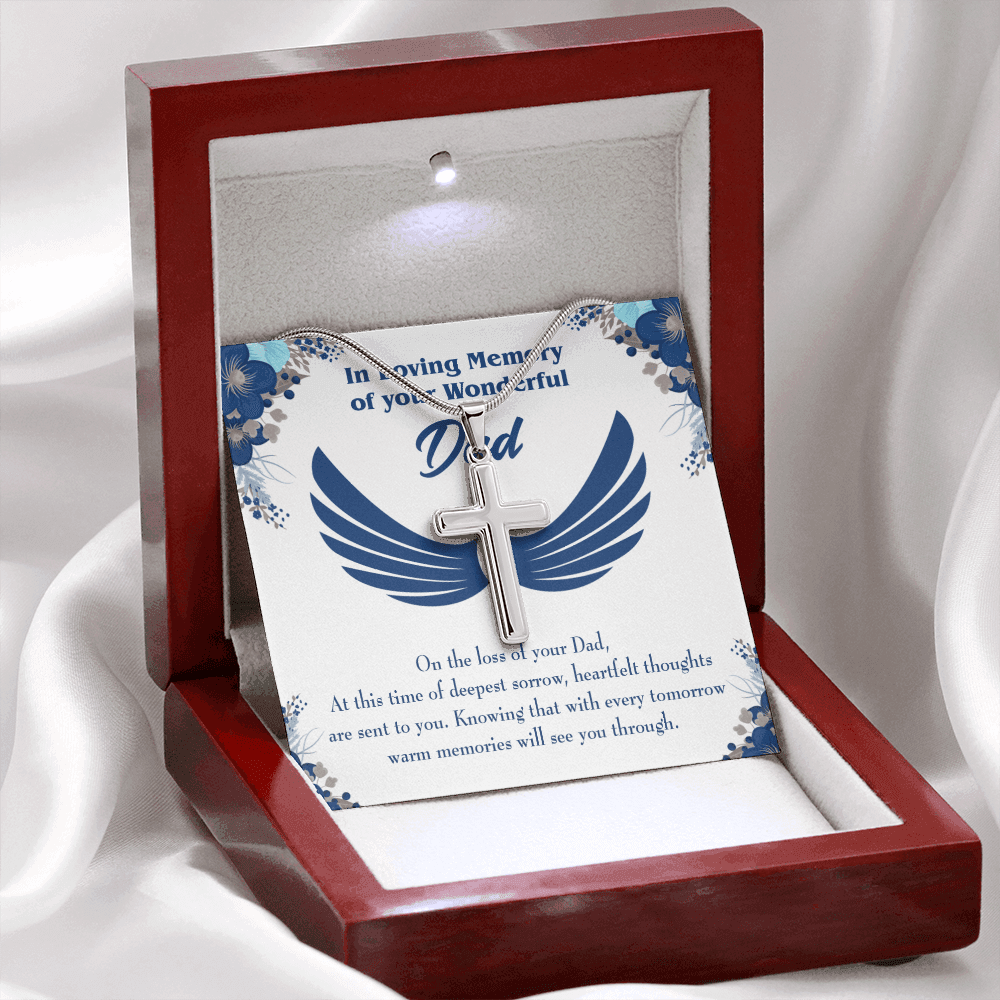 Deepest Sorrow Dad Memorial Gift Dad Memorial Cross Necklace Sympathy Gift Loss of Father Condolence Message Card-Express Your Love Gifts
