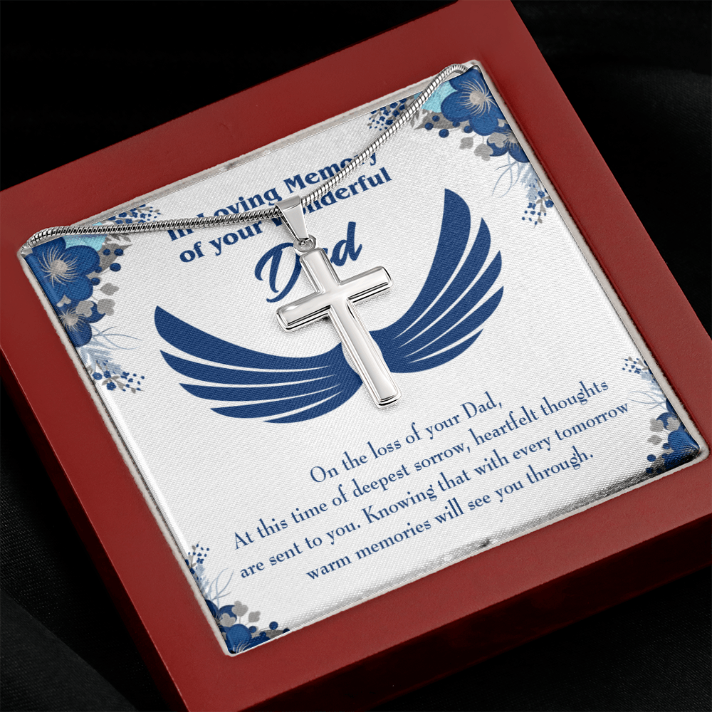 Deepest Sorrow Dad Memorial Gift Dad Memorial Cross Necklace Sympathy Gift Loss of Father Condolence Message Card-Express Your Love Gifts