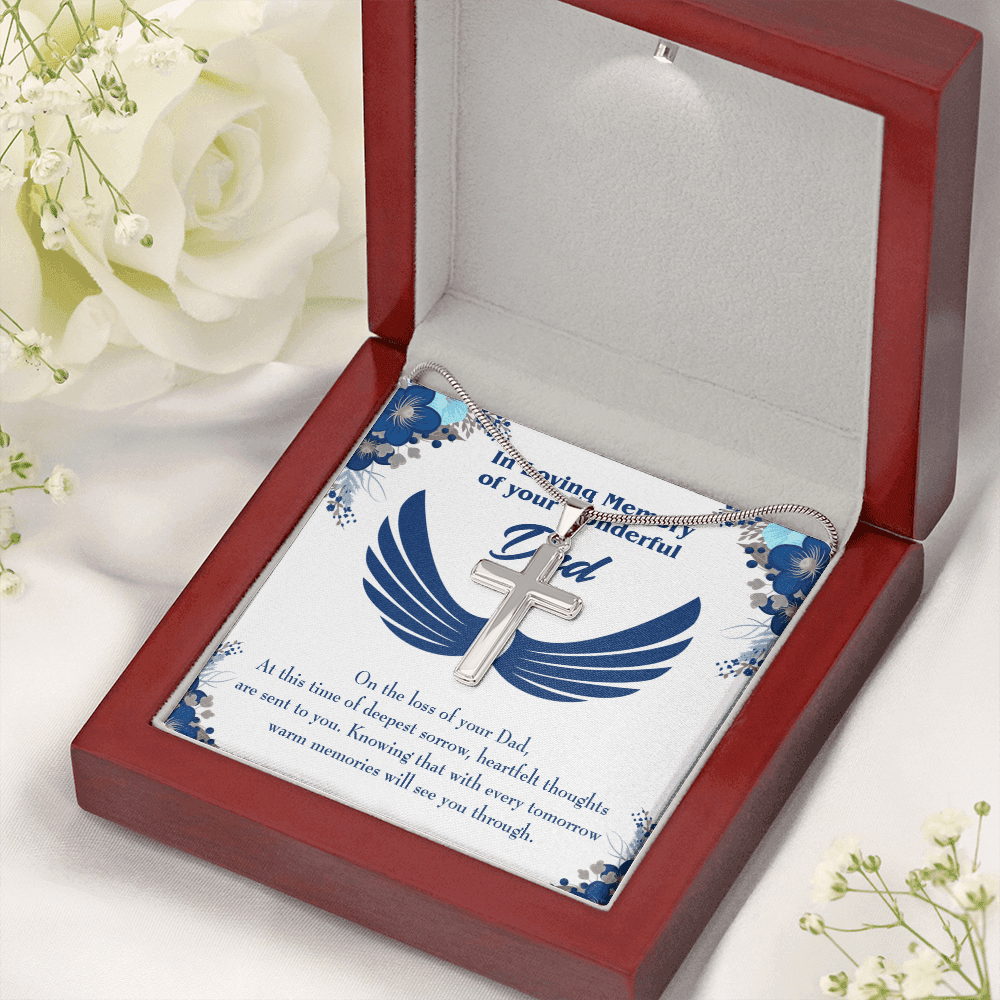 Deepest Sorrow Dad Memorial Gift Dad Memorial Cross Necklace Sympathy Gift Loss of Father Condolence Message Card-Express Your Love Gifts