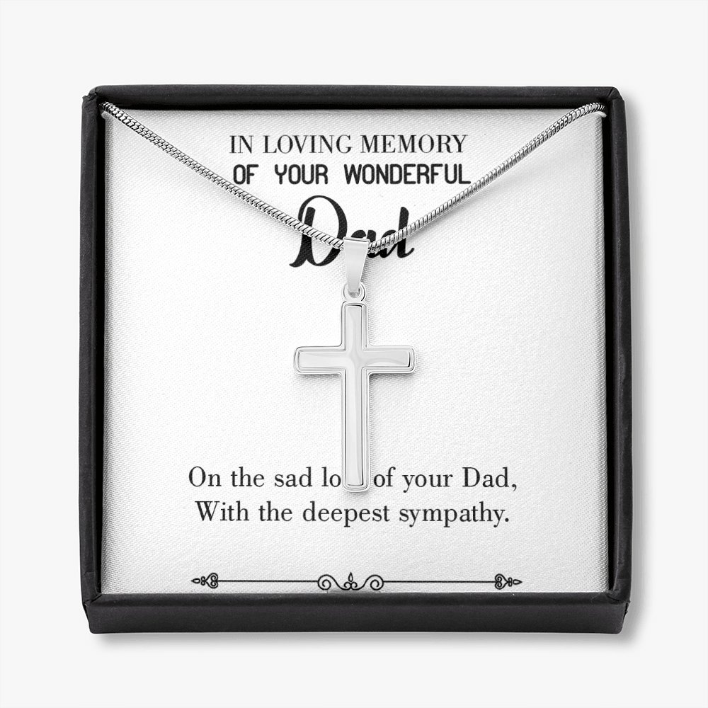 Deepest Sympathy Dad Memorial Gift Dad Memorial Cross Necklace Sympathy Gift Loss of Father Condolence Message Card-Express Your Love Gifts