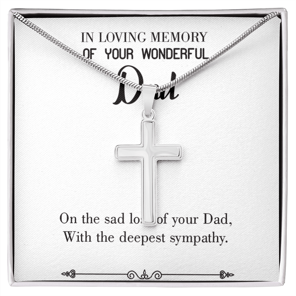 Deepest Sympathy Dad Memorial Gift Dad Memorial Cross Necklace Sympathy Gift Loss of Father Condolence Message Card-Express Your Love Gifts