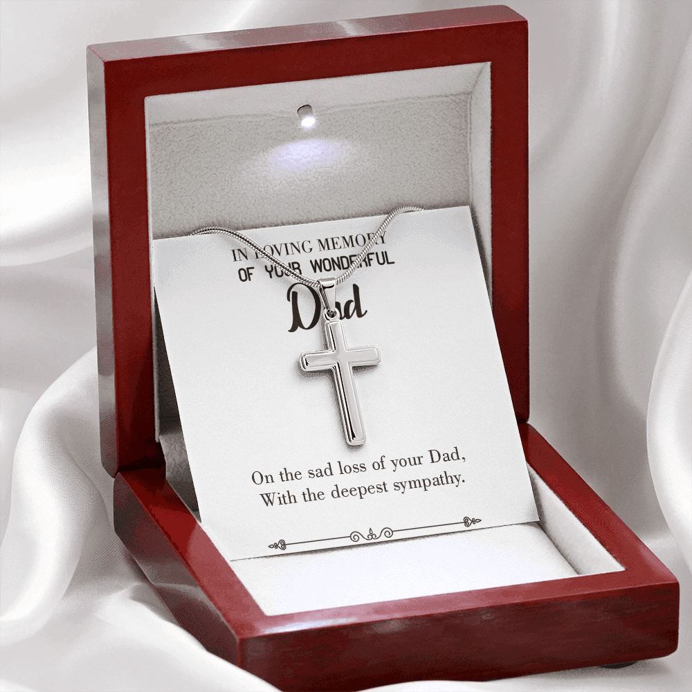Deepest Sympathy Dad Memorial Gift Dad Memorial Cross Necklace Sympathy Gift Loss of Father Condolence Message Card-Express Your Love Gifts
