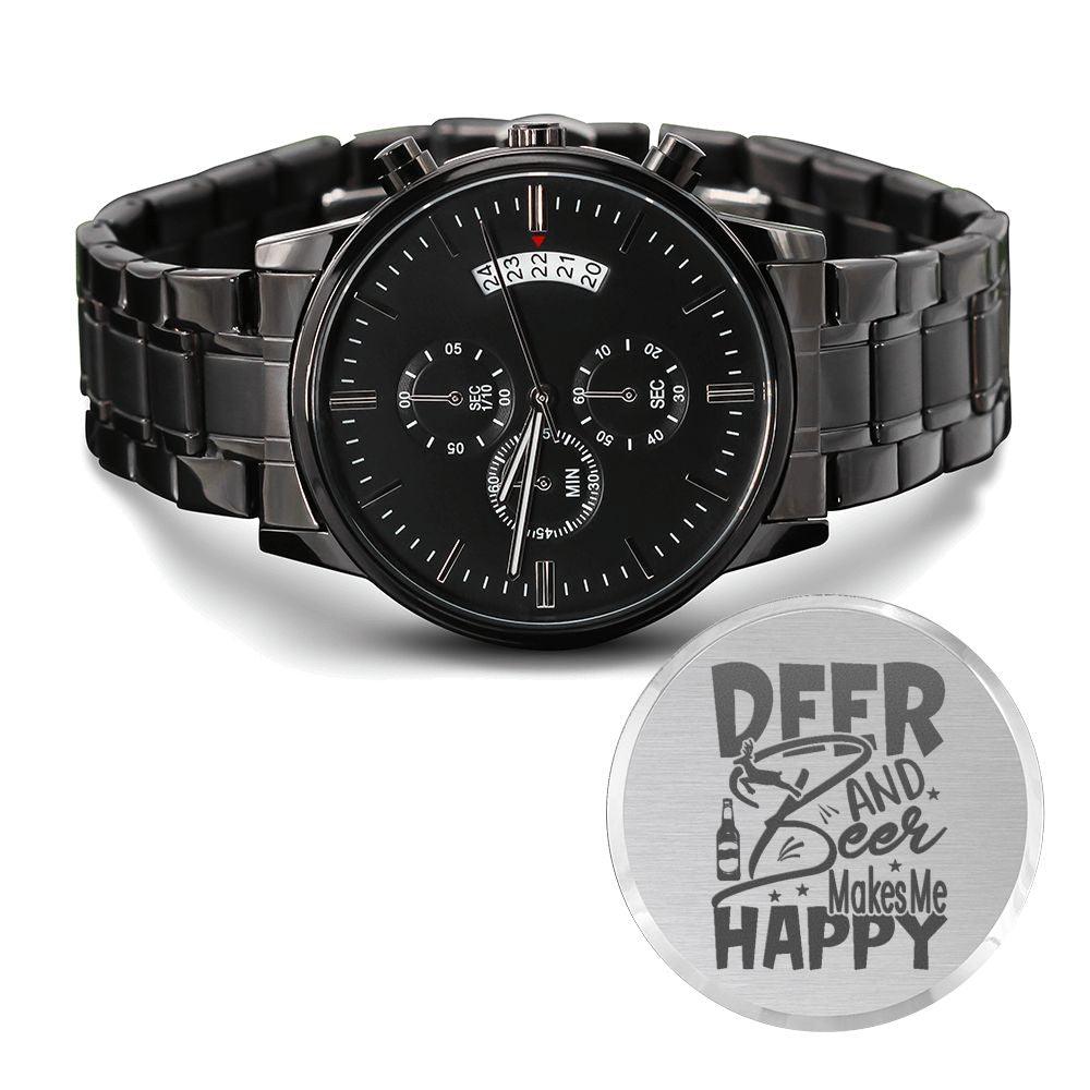 Deer & Beer Happy Engraved For Hunting Hunters Men's Watch Multifunction Stainless Steel W Copper Dial-Express Your Love Gifts