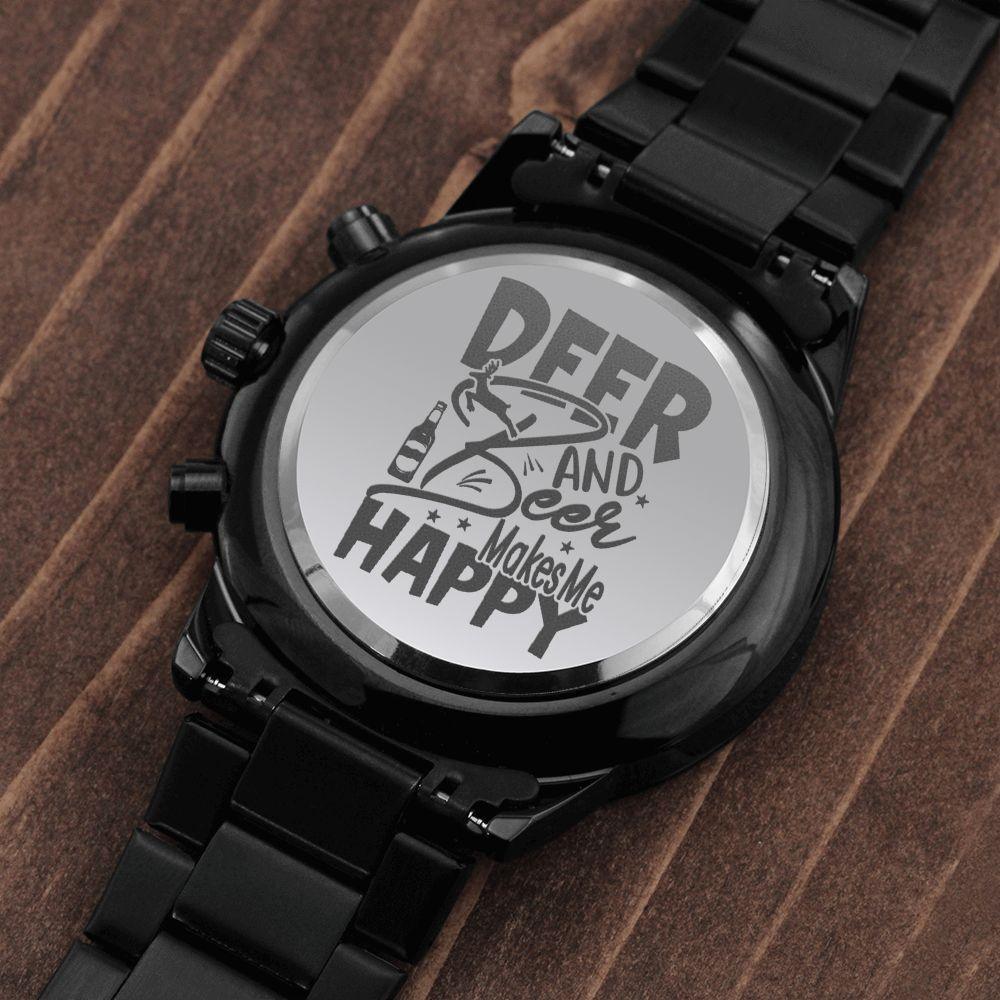 Deer & Beer Happy Engraved For Hunting Hunters Men's Watch Multifunction Stainless Steel W Copper Dial-Express Your Love Gifts