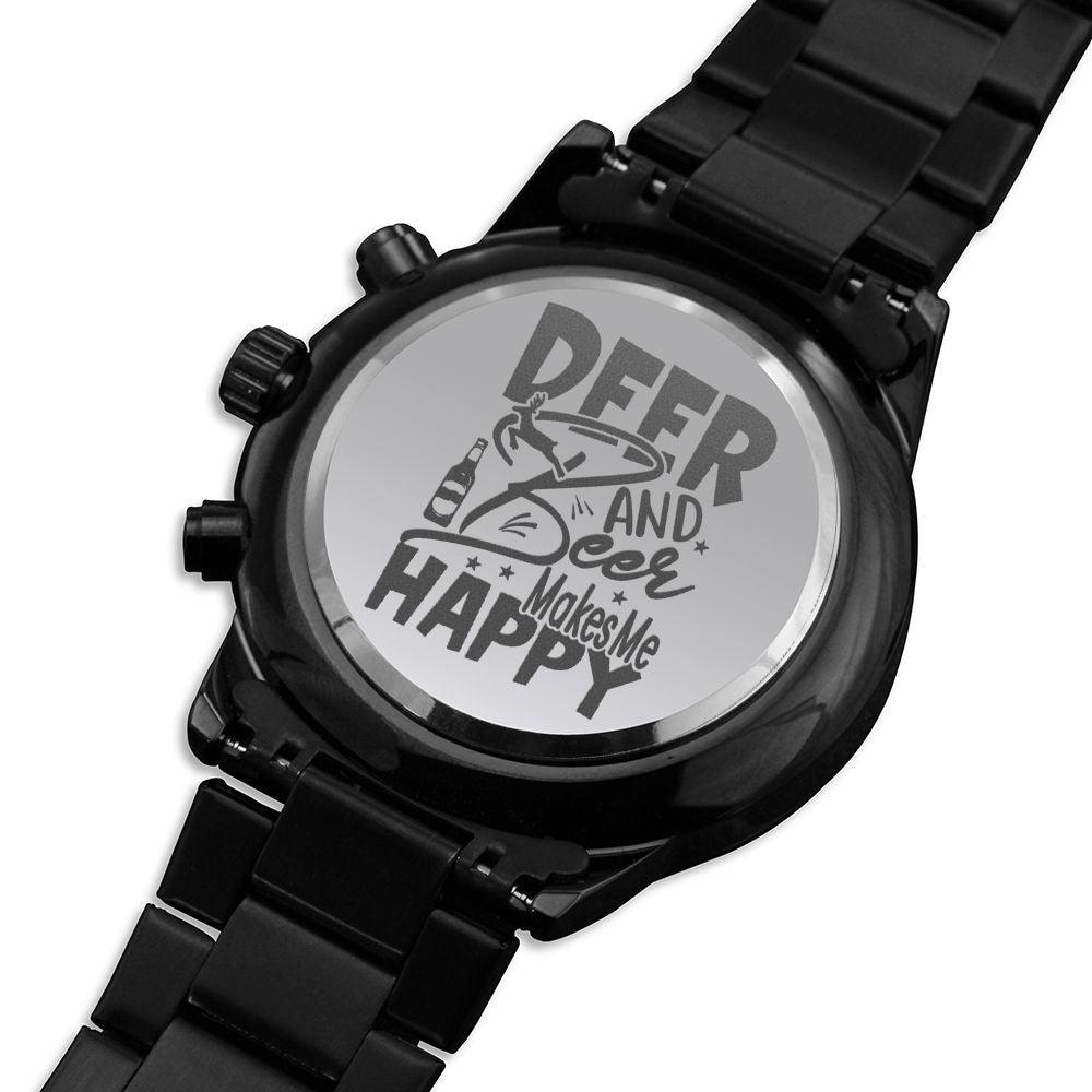Deer & Beer Happy Engraved For Hunting Hunters Men's Watch Multifunction Stainless Steel W Copper Dial-Express Your Love Gifts