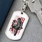 Deer Hunter Flag Keychain Stainless Steel or 18k Gold Dog Tag Keyring-Express Your Love Gifts