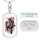Deer Hunter Flag Keychain Stainless Steel or 18k Gold Dog Tag Keyring-Express Your Love Gifts