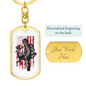 Deer Hunter Flag Keychain Stainless Steel or 18k Gold Dog Tag Keyring-Express Your Love Gifts