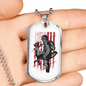 Deer Hunter Flag Necklace Stainless Steel or 18k Gold Dog Tag 24" Chain-Express Your Love Gifts