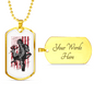 Deer Hunter Flag Necklace Stainless Steel or 18k Gold Dog Tag 24" Chain-Express Your Love Gifts