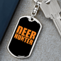 Deer Hunter Keychain Stainless Steel or 18k Gold Dog Tag Keyring-Express Your Love Gifts