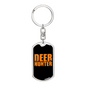 Deer Hunter Keychain Stainless Steel or 18k Gold Dog Tag Keyring-Express Your Love Gifts