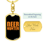 Deer Hunter Keychain Stainless Steel or 18k Gold Dog Tag Keyring-Express Your Love Gifts