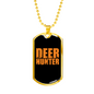 Deer Hunter Necklace Stainless Steel or 18k Gold Dog Tag 24" Chain-Express Your Love Gifts