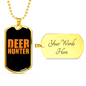 Deer Hunter Necklace Stainless Steel or 18k Gold Dog Tag 24" Chain-Express Your Love Gifts
