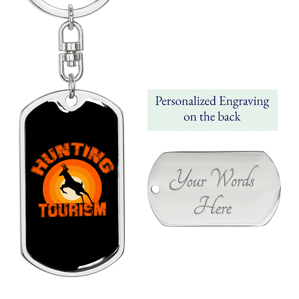Deer Hunting Tourism Hunter'S Keychain Gift Stainless Steel or 18k Gold Dog Tag Keyring-Express Your Love Gifts