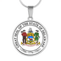 DelawAre State Seal Necklace Circle Pendant Stainless Steel or 18k Gold 18-22"-Express Your Love Gifts