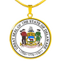 DelawAre State Seal Necklace Circle Pendant Stainless Steel or 18k Gold 18-22"-Express Your Love Gifts
