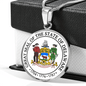 DelawAre State Seal Necklace Circle Pendant Stainless Steel or 18k Gold 18-22"-Express Your Love Gifts