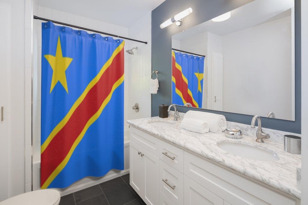 Democratic Republic Flag Stylish Design 71" x 74" Elegant Waterproof Shower Curtain for a Spa-like Bathroom Paradise Exceptional Craftsmanship-Express Your Love Gifts