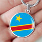 Democratic Republic Of The Congo Flag Circle Necklace Stainless Steel or 18k Gold 18-22"-Express Your Love Gifts