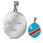 Democratic Republic Of The Congo Flag Circle Necklace Stainless Steel or 18k Gold 18-22"-Express Your Love Gifts