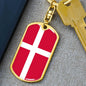 Denmark Flag Keychain Dog Tag Stainless Steel or 18k Gold-Express Your Love Gifts