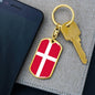 Denmark Flag Keychain Dog Tag Stainless Steel or 18k Gold-Express Your Love Gifts