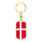 Denmark Flag Keychain Dog Tag Stainless Steel or 18k Gold-Express Your Love Gifts