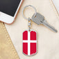 Denmark Flag Keychain Dog Tag Stainless Steel or 18k Gold-Express Your Love Gifts