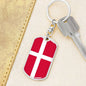 Denmark Flag Keychain Dog Tag Stainless Steel or 18k Gold-Express Your Love Gifts