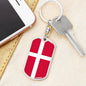 Denmark Flag Keychain Dog Tag Stainless Steel or 18k Gold-Express Your Love Gifts