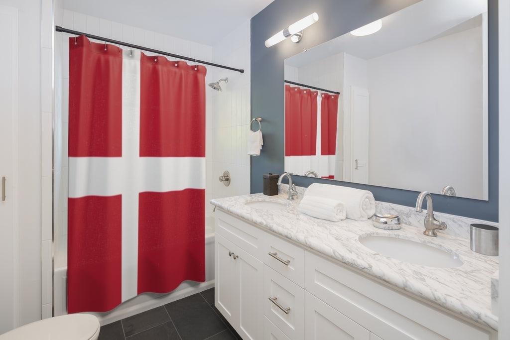 Denmark Flag Stylish Design 71" x 74" Elegant Waterproof Shower Curtain for a Spa-like Bathroom Paradise Exceptional Craftsmanship-Express Your Love Gifts