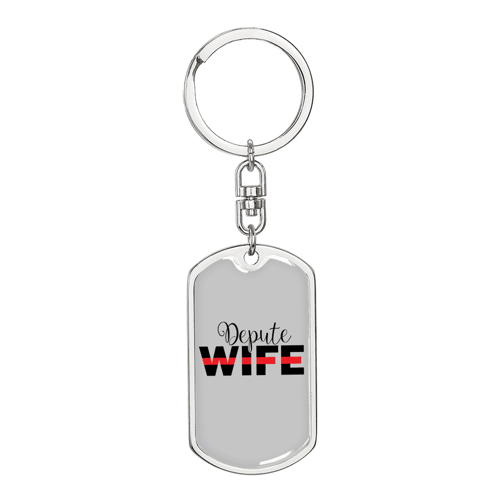 Depute Wife Firefighter Keychain Stainless Steel or 18k Gold Dog Tag Keyring-Express Your Love Gifts