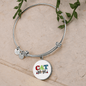 Design Cat Mom Bracelet Stainless Steel or 18k Gold Circle Bangle-Express Your Love Gifts