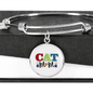 Design Cat Mom Bracelet Stainless Steel or 18k Gold Circle Bangle-Express Your Love Gifts