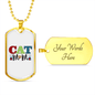 Design Cat Mom Necklace Stainless Steel or 18k Gold Dog Tag 24" Chain-Express Your Love Gifts