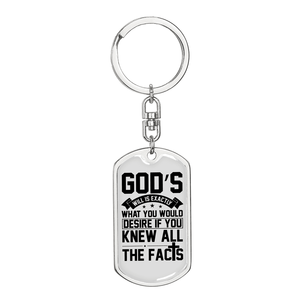 Desire God'S Will Keychain Stainless Steel or 18k Gold Dog Tag Keyring-Express Your Love Gifts