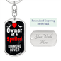 Diamond Dover Bird Keychain Stainless Steel or 18k Gold Dog Tag Keyring-Express Your Love Gifts