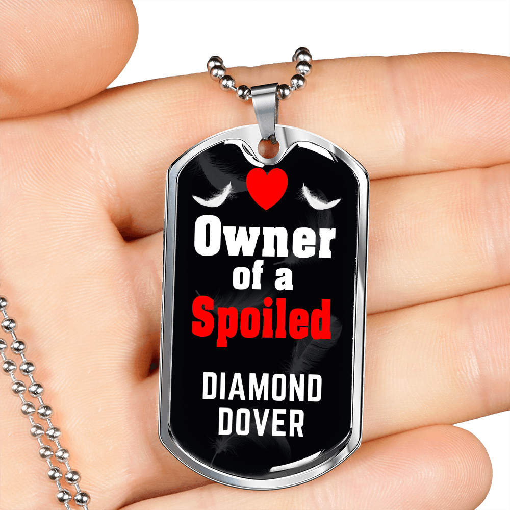 Diamond Dover Bird Necklace Stainless Steel or 18k Gold Dog Tag 24" Chain-Express Your Love Gifts