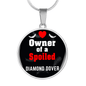 Diamond Dover Bird Owner Necklace Circle Pendant Stainless Steel or 18k Gold 18-22"-Express Your Love Gifts
