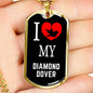 Diamond Dover Necklace Stainless Steel or 18k Gold Dog Tag 24" Chain-Express Your Love Gifts