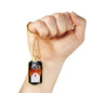 Diamond On Fire Dog Tag Stainless Steel or 18k Gold 24" Chain-Express Your Love Gifts