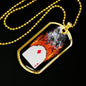Diamond On Fire Dog Tag Stainless Steel or 18k Gold 24" Chain-Express Your Love Gifts