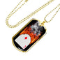 Diamond On Fire Dog Tag Stainless Steel or 18k Gold 24" Chain-Express Your Love Gifts